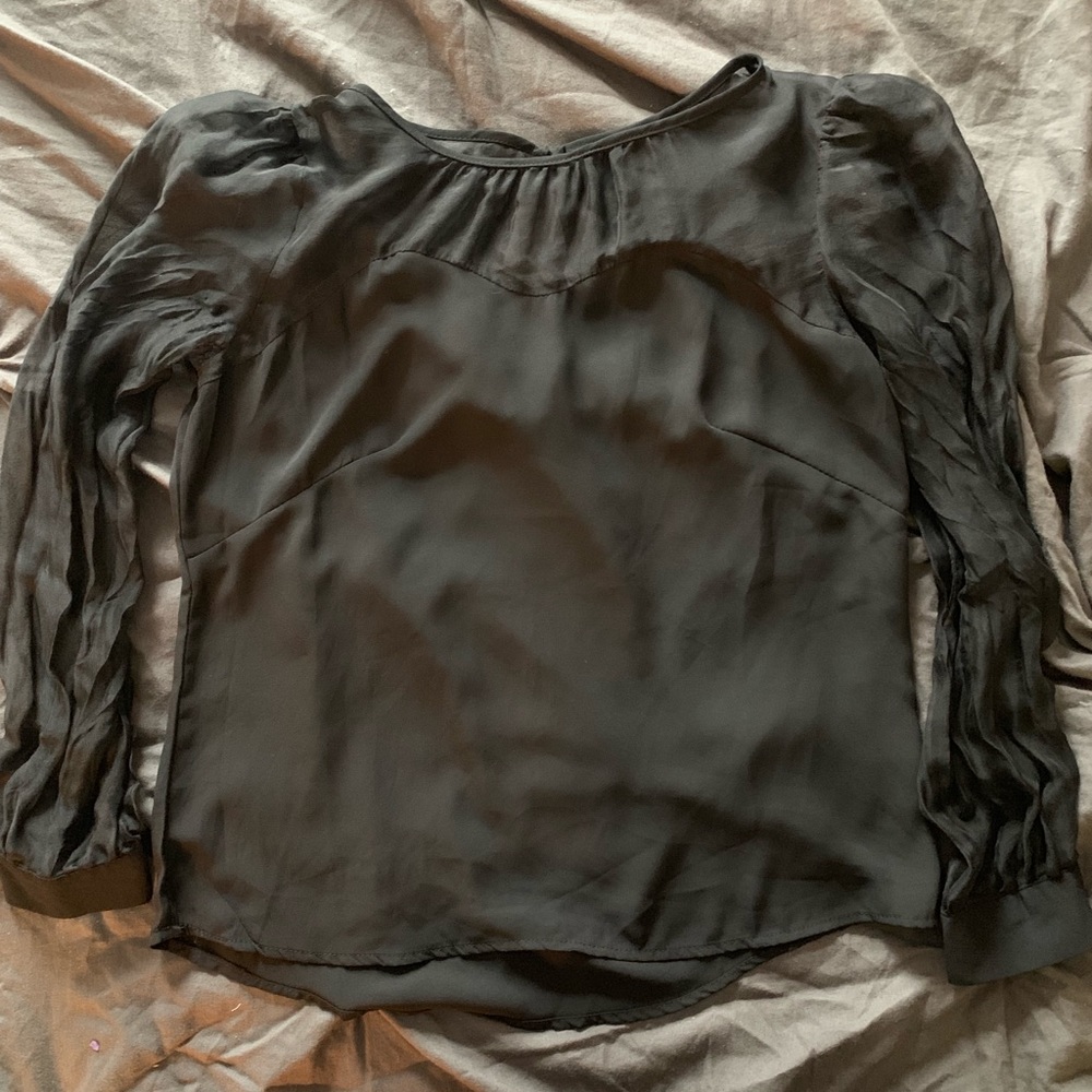 Black sheer long sleeved blouse.